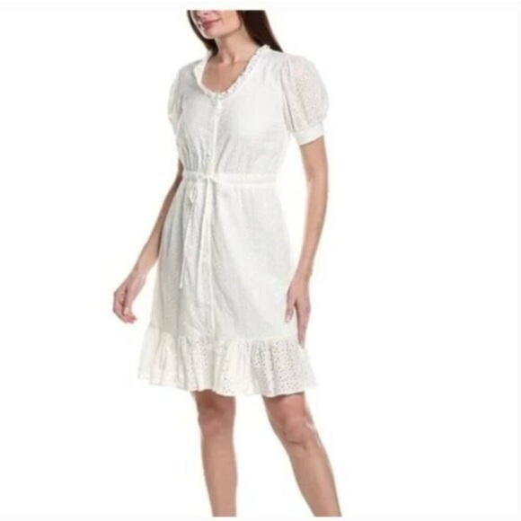 BNWT Nanette Lapore Mika White Lined Eyelet Dress. Size 10 - Picture 1 of 10
